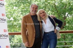 4/05/2011 Roma, presentazione di Eurovision Raidue, nella foto: Raffaella Carrà, Sergio Japino
